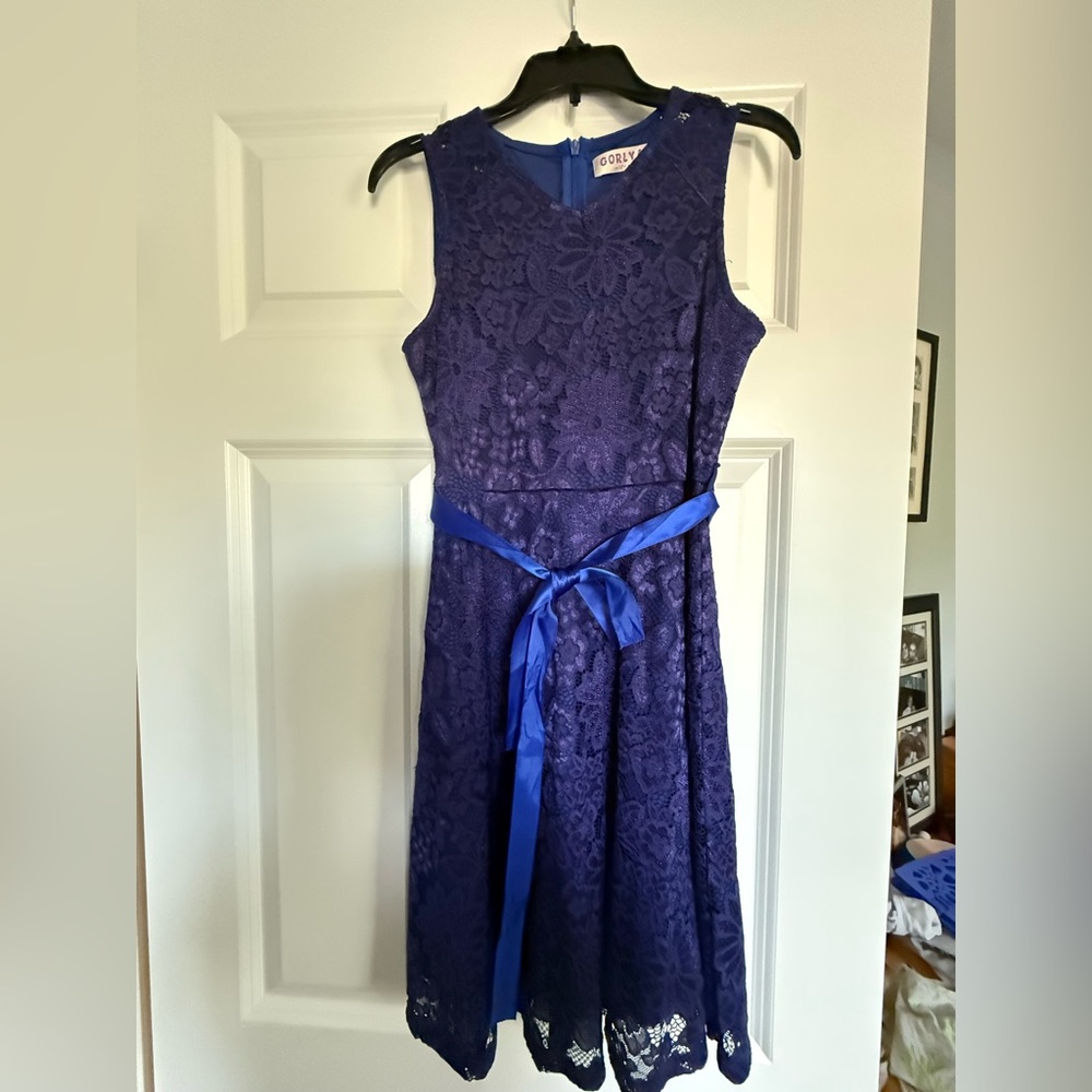 Charming Blue Lace Dress for Kids, size 12